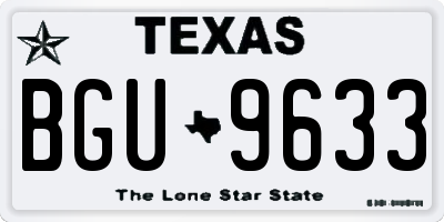 TX license plate BGU9633