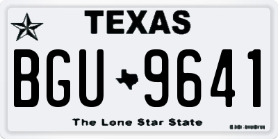 TX license plate BGU9641