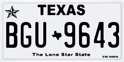 TX license plate BGU9643