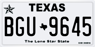 TX license plate BGU9645
