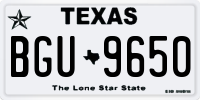 TX license plate BGU9650