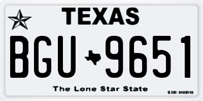 TX license plate BGU9651