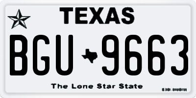 TX license plate BGU9663