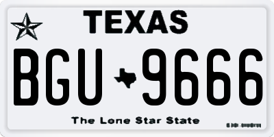 TX license plate BGU9666