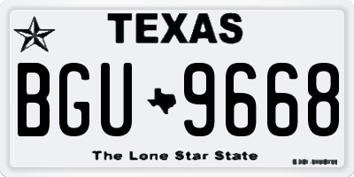 TX license plate BGU9668
