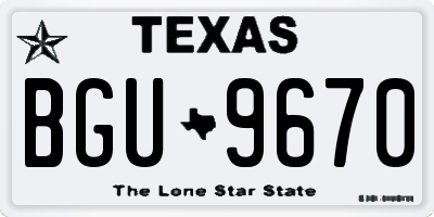 TX license plate BGU9670