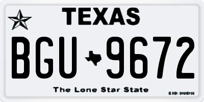 TX license plate BGU9672