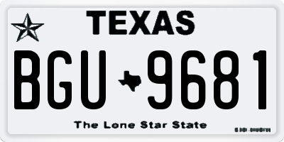 TX license plate BGU9681