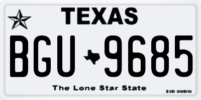 TX license plate BGU9685