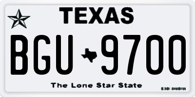 TX license plate BGU9700
