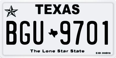 TX license plate BGU9701
