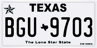 TX license plate BGU9703