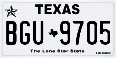 TX license plate BGU9705