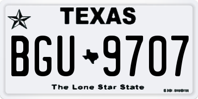 TX license plate BGU9707