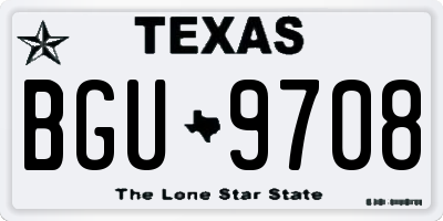 TX license plate BGU9708