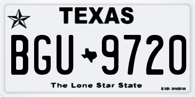 TX license plate BGU9720