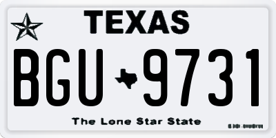 TX license plate BGU9731
