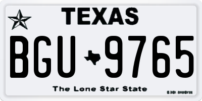 TX license plate BGU9765