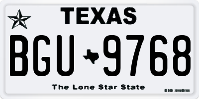TX license plate BGU9768