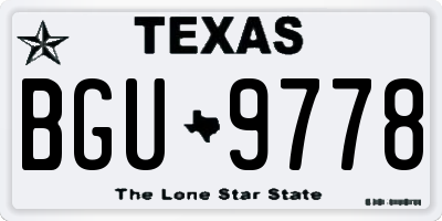 TX license plate BGU9778