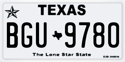 TX license plate BGU9780