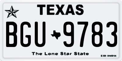 TX license plate BGU9783
