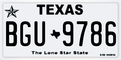 TX license plate BGU9786