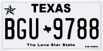 TX license plate BGU9788