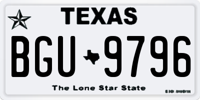 TX license plate BGU9796