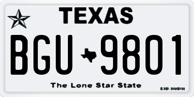 TX license plate BGU9801