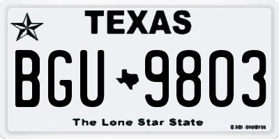 TX license plate BGU9803