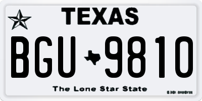 TX license plate BGU9810
