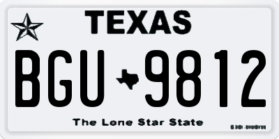 TX license plate BGU9812