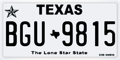 TX license plate BGU9815