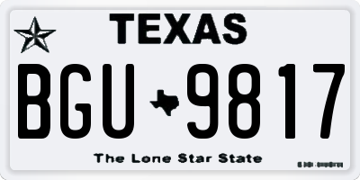 TX license plate BGU9817