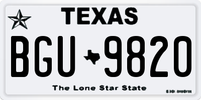 TX license plate BGU9820