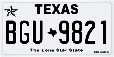TX license plate BGU9821