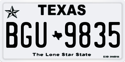 TX license plate BGU9835