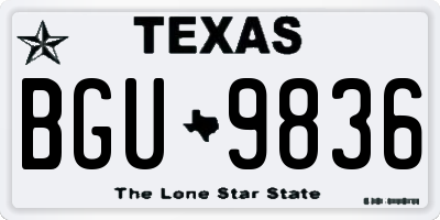 TX license plate BGU9836