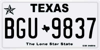 TX license plate BGU9837
