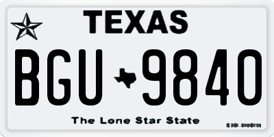 TX license plate BGU9840