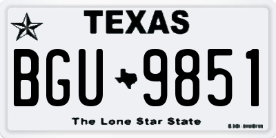 TX license plate BGU9851