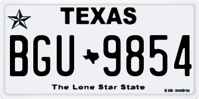 TX license plate BGU9854