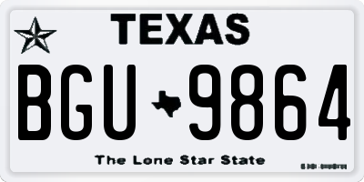 TX license plate BGU9864