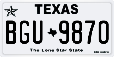 TX license plate BGU9870