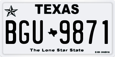 TX license plate BGU9871