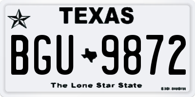 TX license plate BGU9872