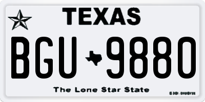 TX license plate BGU9880
