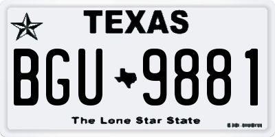 TX license plate BGU9881