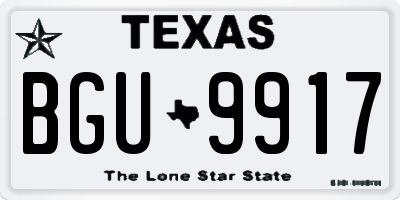 TX license plate BGU9917